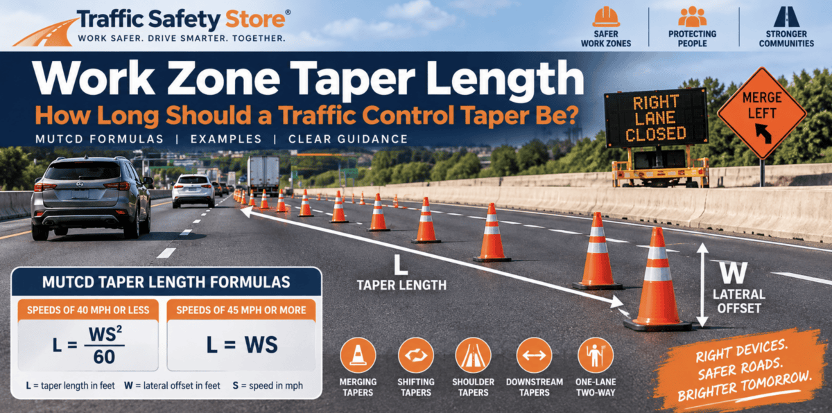 Work Zone Taper Length Guide: MUTCD Formulas & Examples